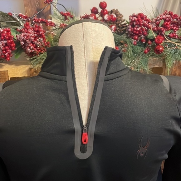 Spyder Active jacket Mens black lightweight quarter zip long sleeve NWT Sz L - Picture 5 of 11